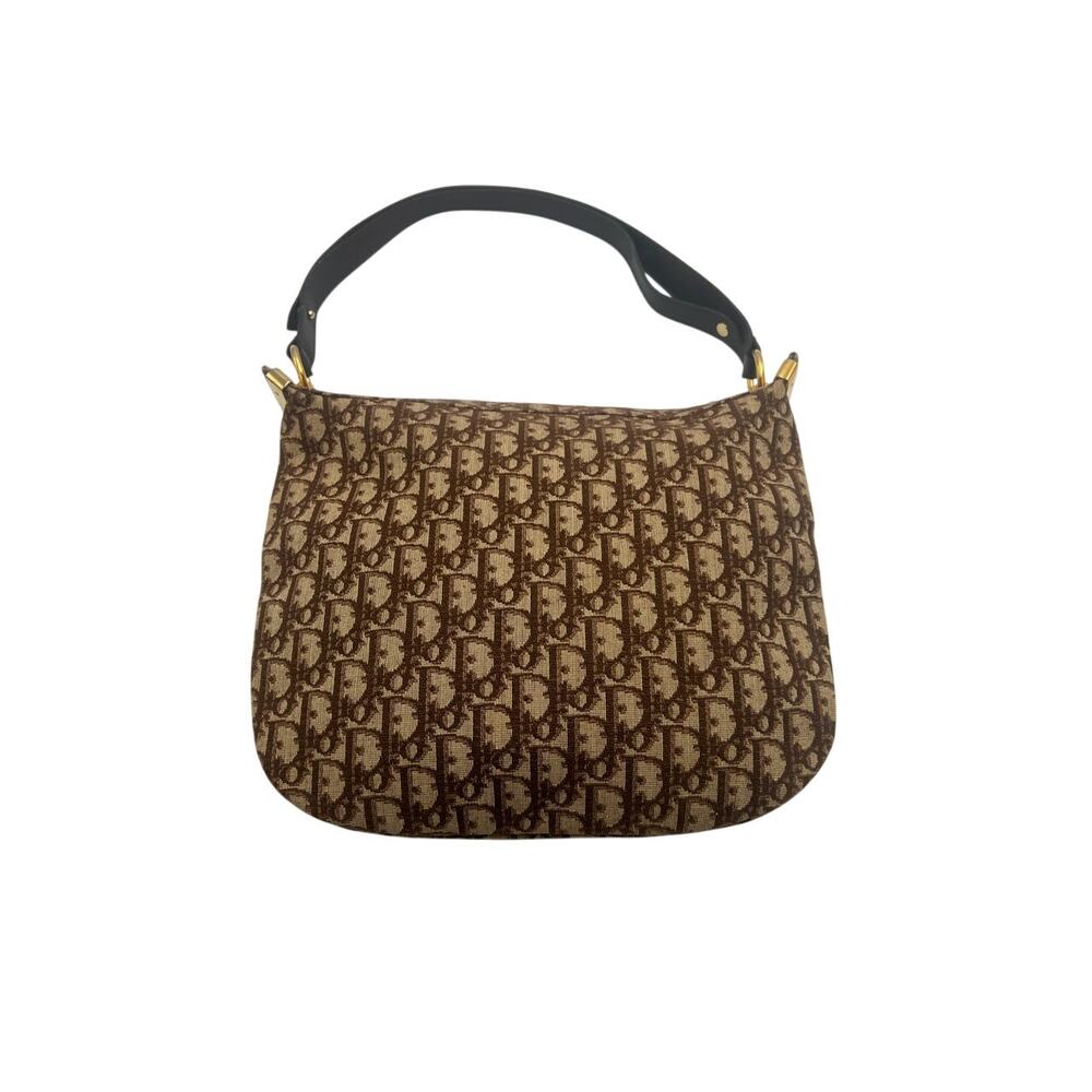 Vintage Christian Dior Trotter Monogram Canvas Shoulder Bag Brown